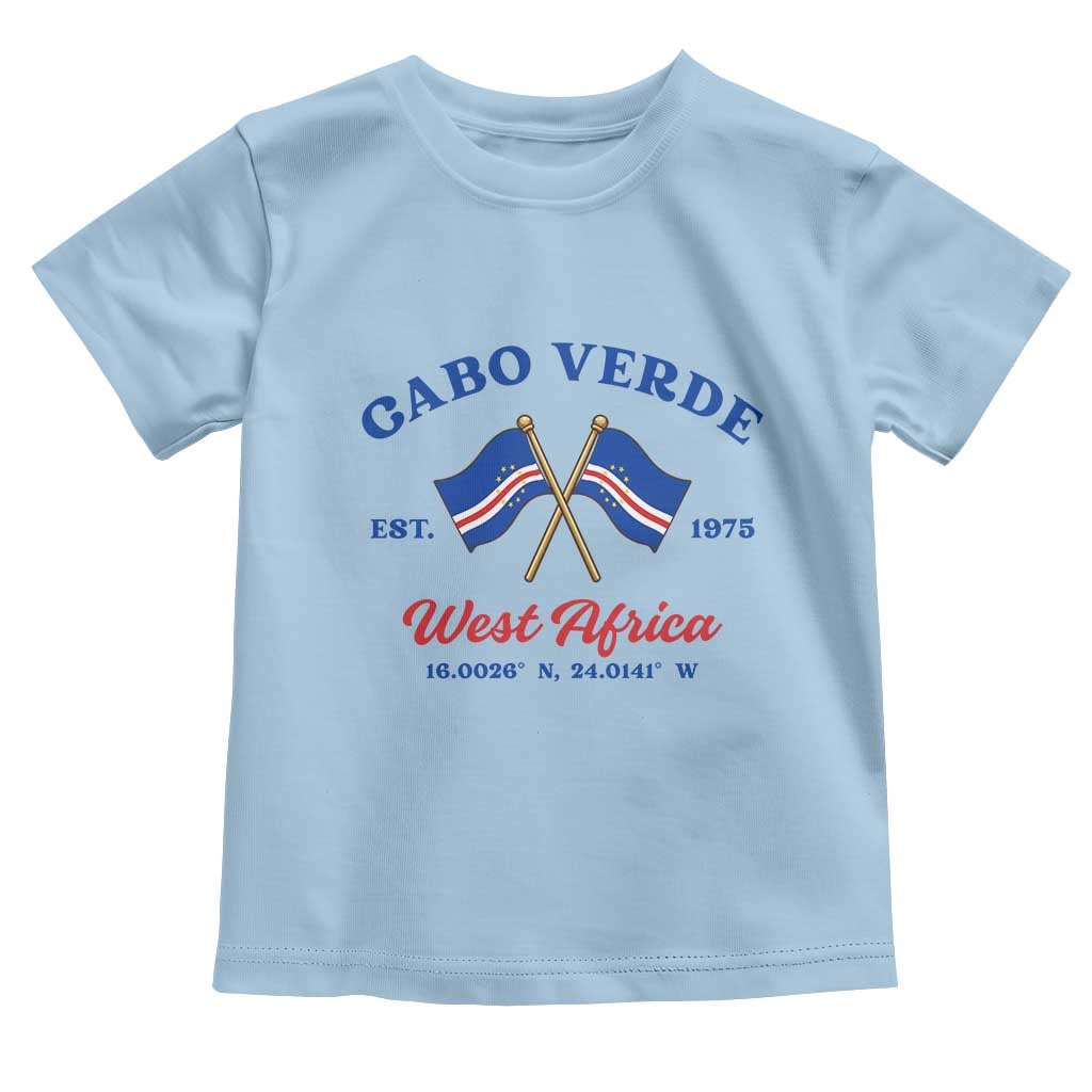 Cabo Verde West Africa Crossed Flags Toddler T Shirt Cape Verde Est 1975 Retro National Pride