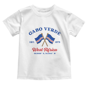 Cabo Verde West Africa Crossed Flags Toddler T Shirt Cape Verde Est 1975 Retro National Pride