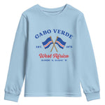 Cabo Verde West Africa Crossed Flags Youth Sweatshirt Cape Verde Est 1975 Retro National Pride