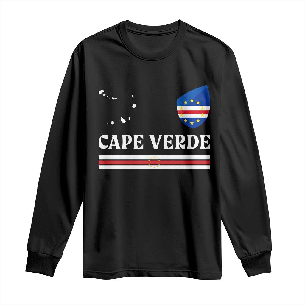 Cape Verde Country Map Shield Emblem Long Sleeve Shirt Cabo Verde Roots National Pride Gift