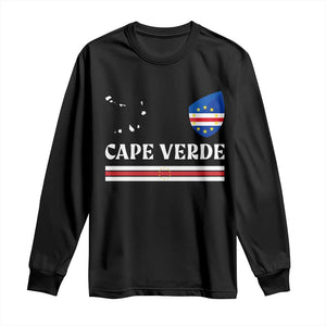 Cape Verde Country Map Shield Emblem Long Sleeve Shirt Cabo Verde Roots National Pride Gift