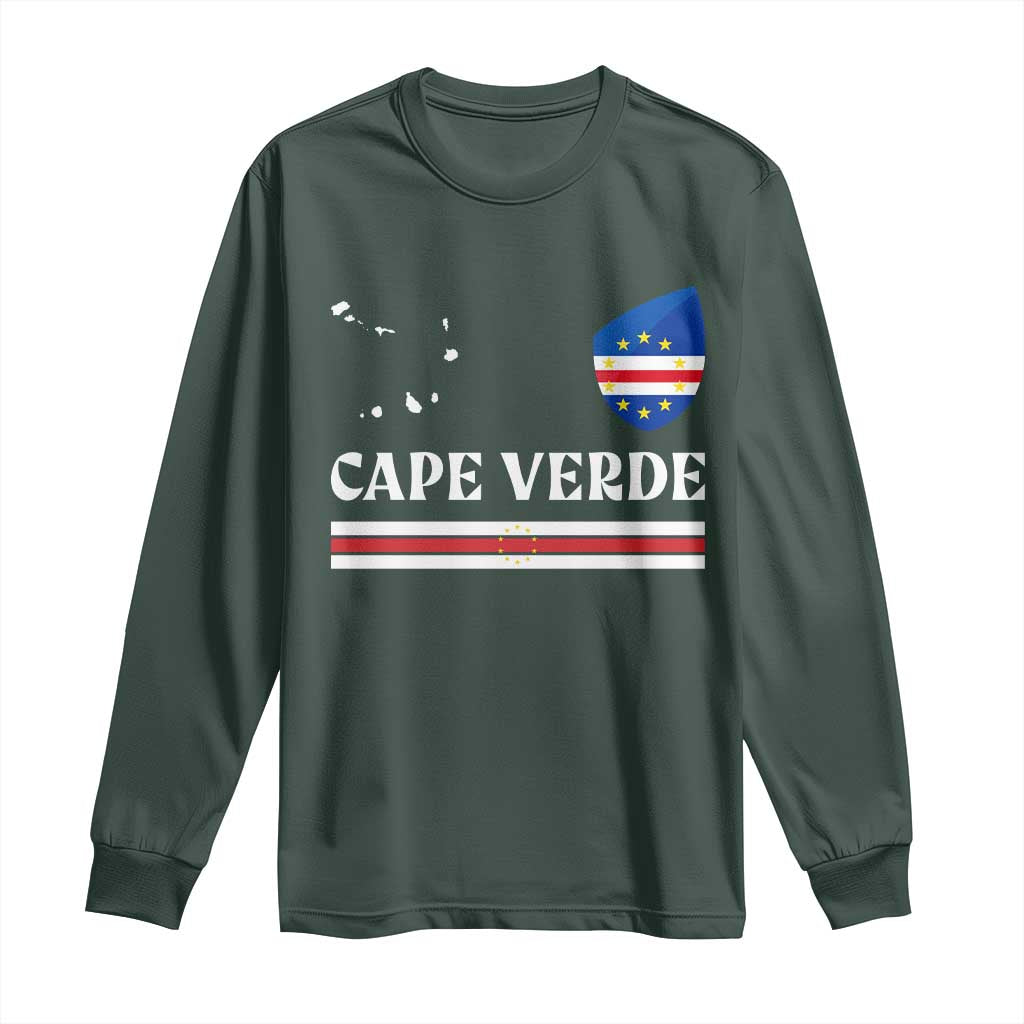 Cape Verde Country Map Shield Emblem Long Sleeve Shirt Cabo Verde Roots National Pride Gift