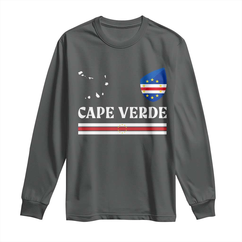 Cape Verde Country Map Shield Emblem Long Sleeve Shirt Cabo Verde Roots National Pride Gift