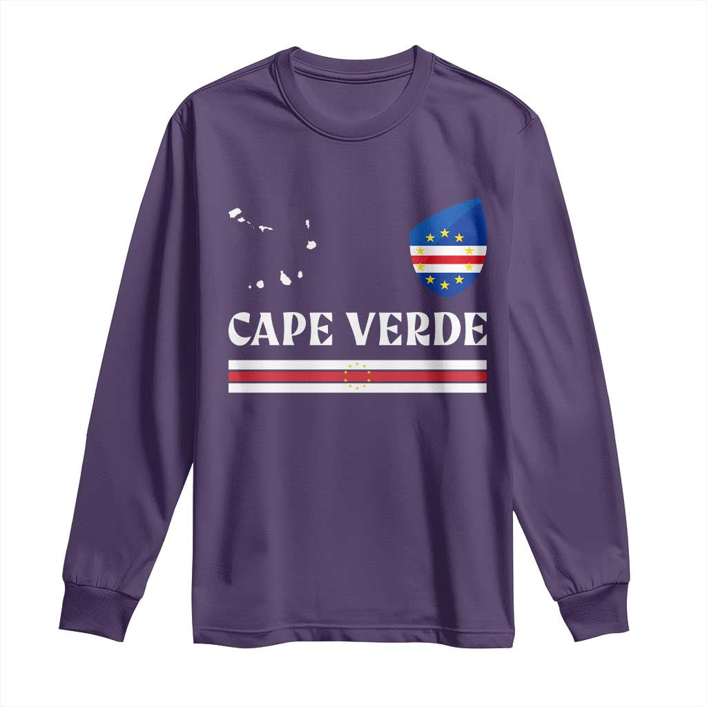 Cape Verde Country Map Shield Emblem Long Sleeve Shirt Cabo Verde Roots National Pride Gift