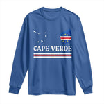 Cape Verde Country Map Shield Emblem Long Sleeve Shirt Cabo Verde Roots National Pride Gift