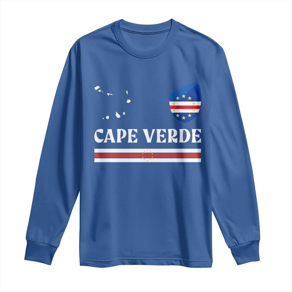 Cape Verde Country Map Shield Emblem Long Sleeve Shirt Cabo Verde Roots National Pride Gift