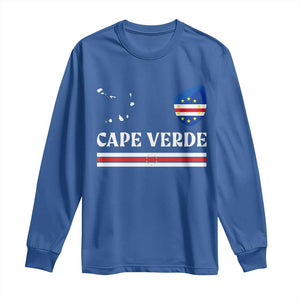 Cape Verde Country Map Shield Emblem Long Sleeve Shirt Cabo Verde Roots National Pride Gift