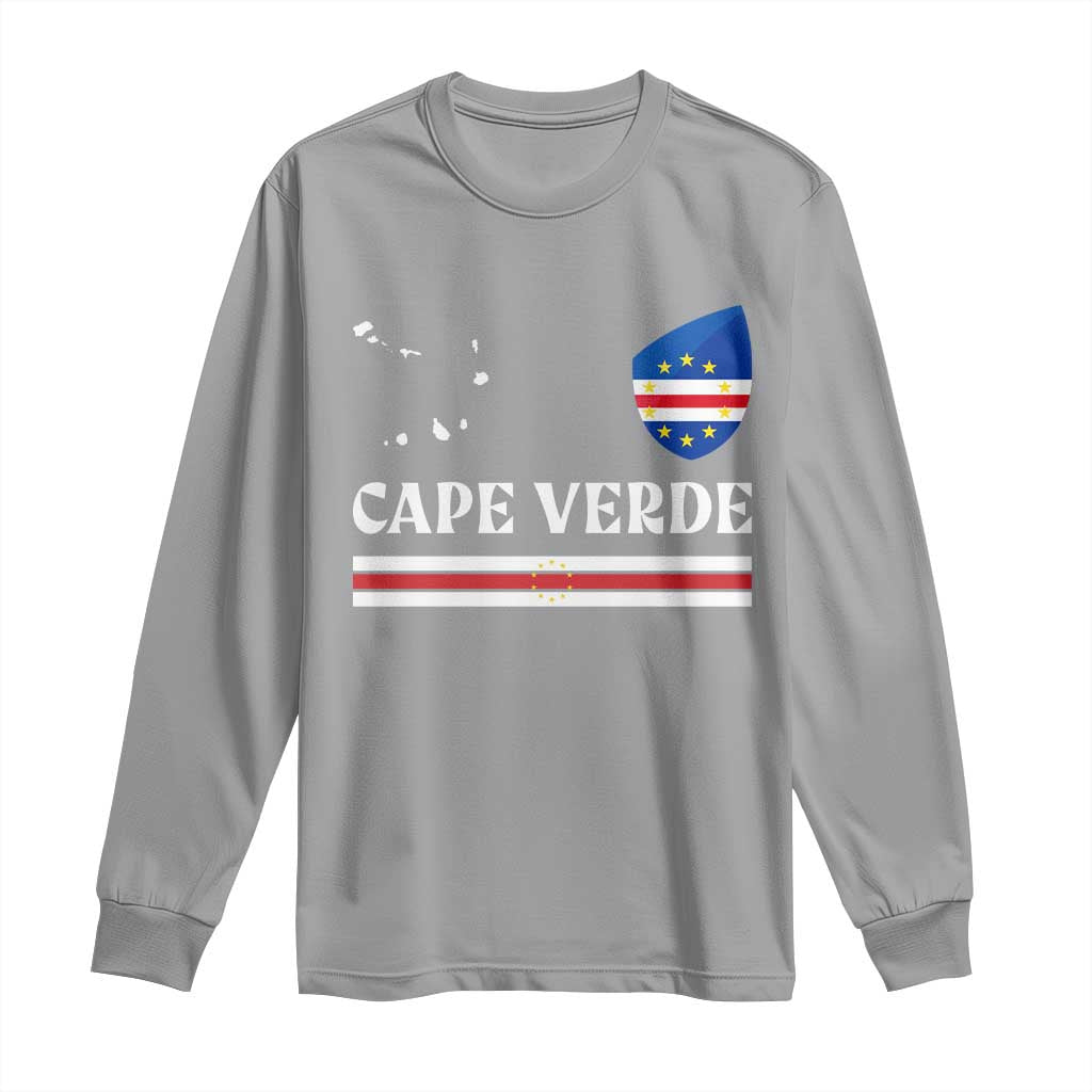 Cape Verde Country Map Shield Emblem Long Sleeve Shirt Cabo Verde Roots National Pride Gift