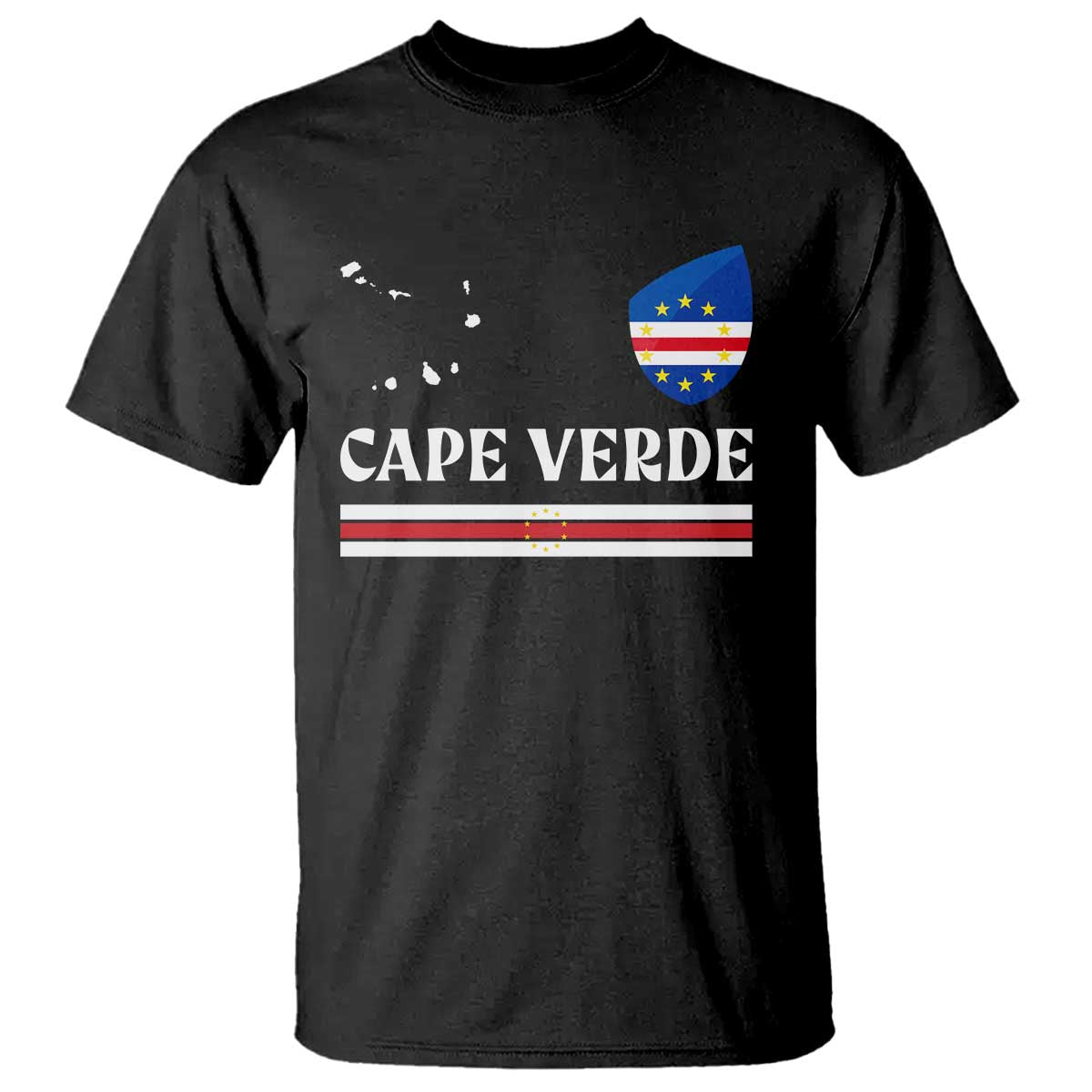 Cape Verde Country Map Shield Emblem T Shirt Cabo Verde Roots National Pride Gift