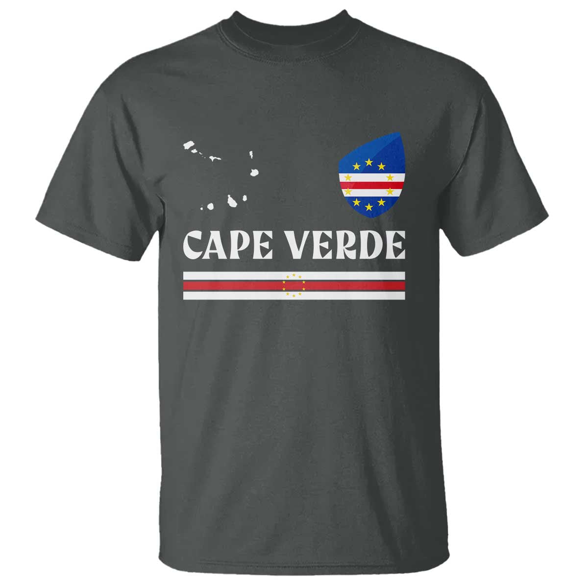 Cape Verde Country Map Shield Emblem T Shirt Cabo Verde Roots National Pride Gift