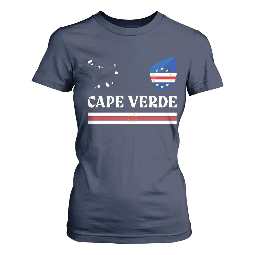 Cape Verde Country Map Shield Emblem T Shirt For Women Cabo Verde Roots National Pride Gift