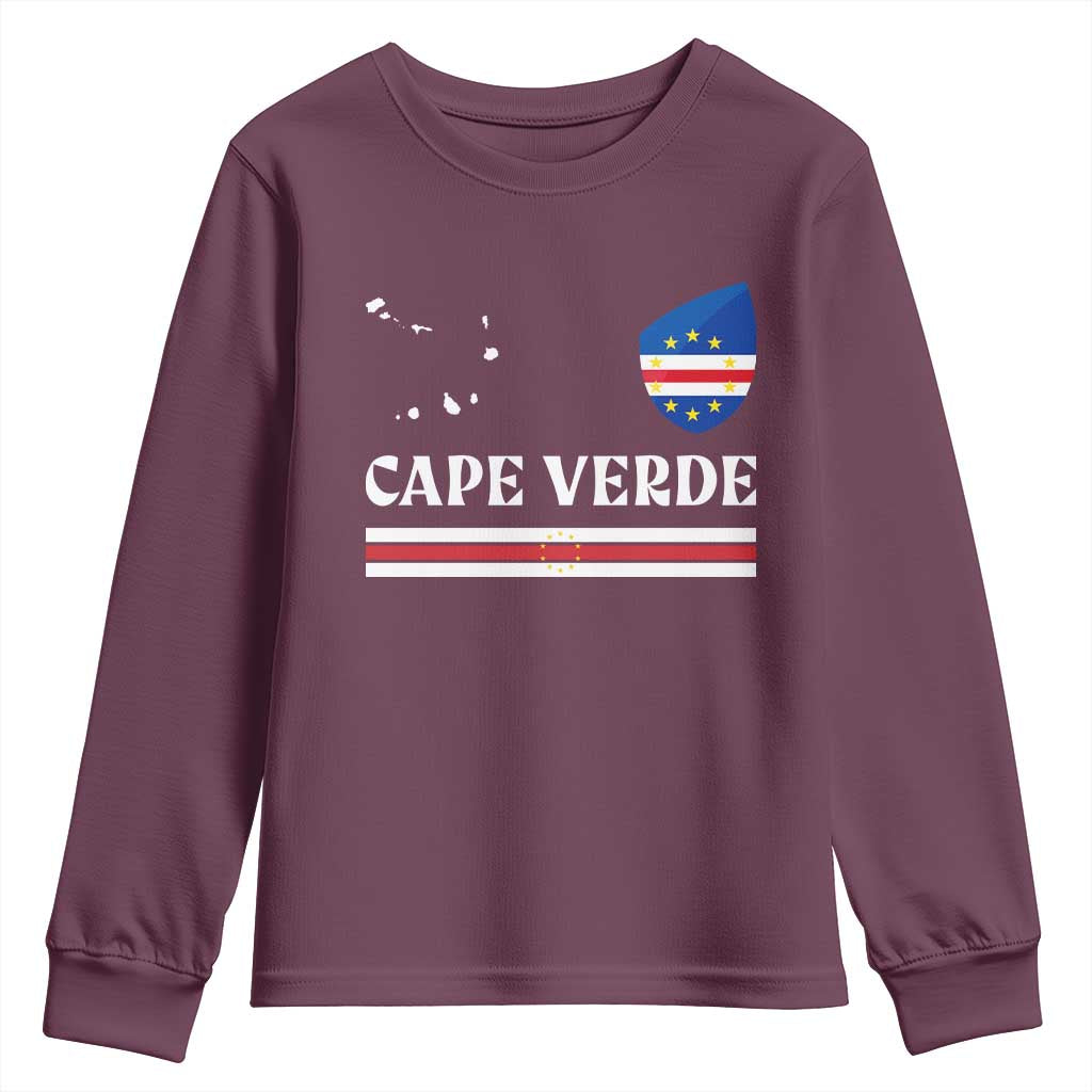 Cape Verde Country Map Shield Emblem Youth Sweatshirt Cabo Verde Roots National Pride Gift