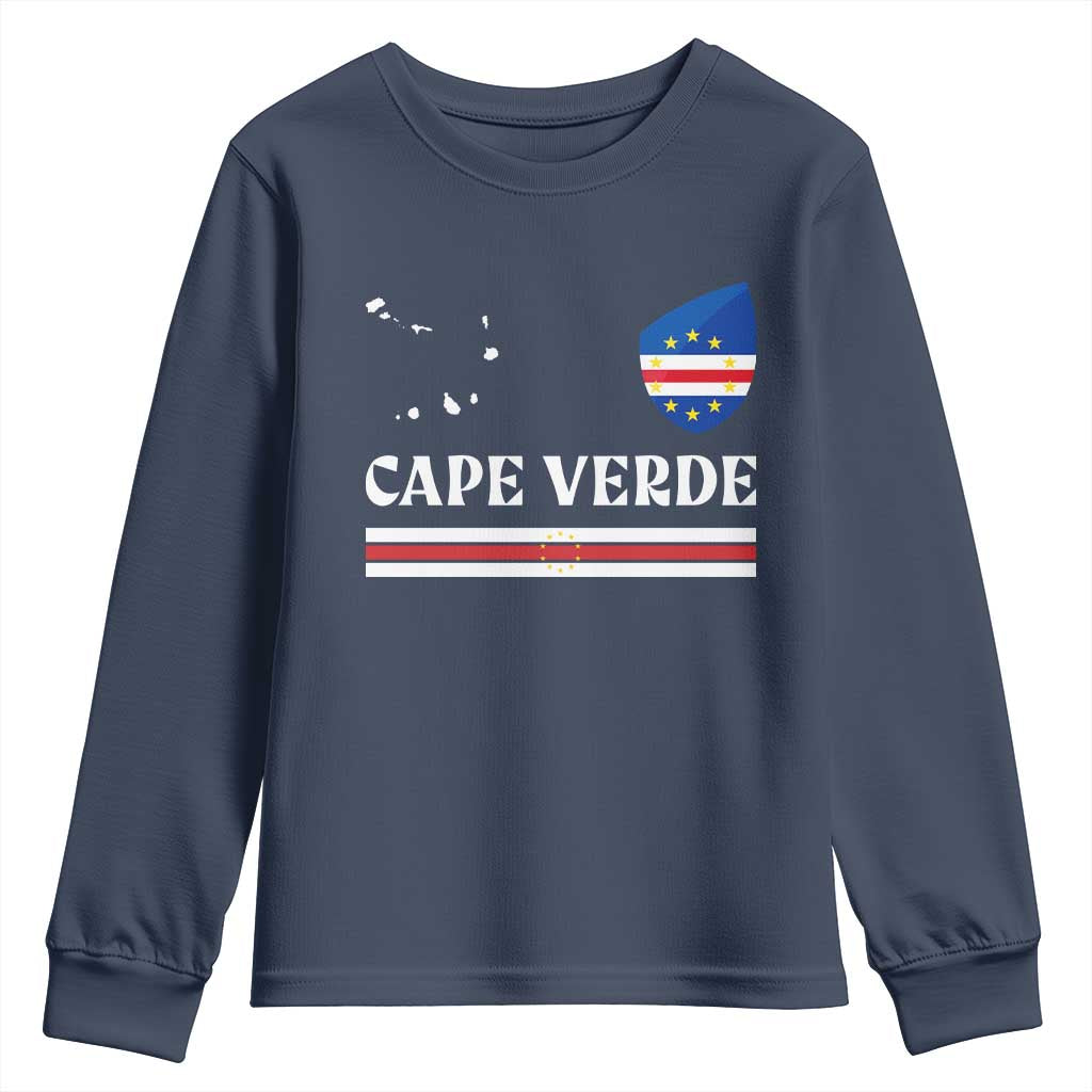 Cape Verde Country Map Shield Emblem Youth Sweatshirt Cabo Verde Roots National Pride Gift