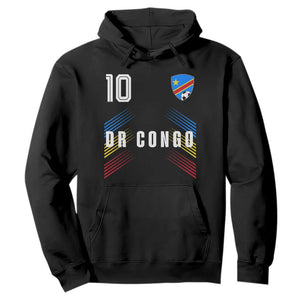 DR Congo Soccer Sports Graphic Number 10 Jersey Style Hoodie Proud Congolese Football Fans Game Day Pride