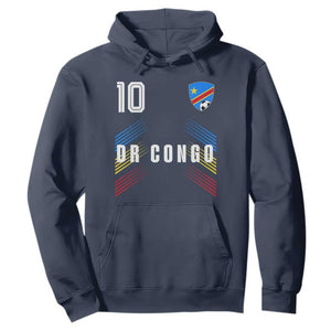 DR Congo Soccer Sports Graphic Number 10 Jersey Style Hoodie Proud Congolese Football Fans Game Day Pride