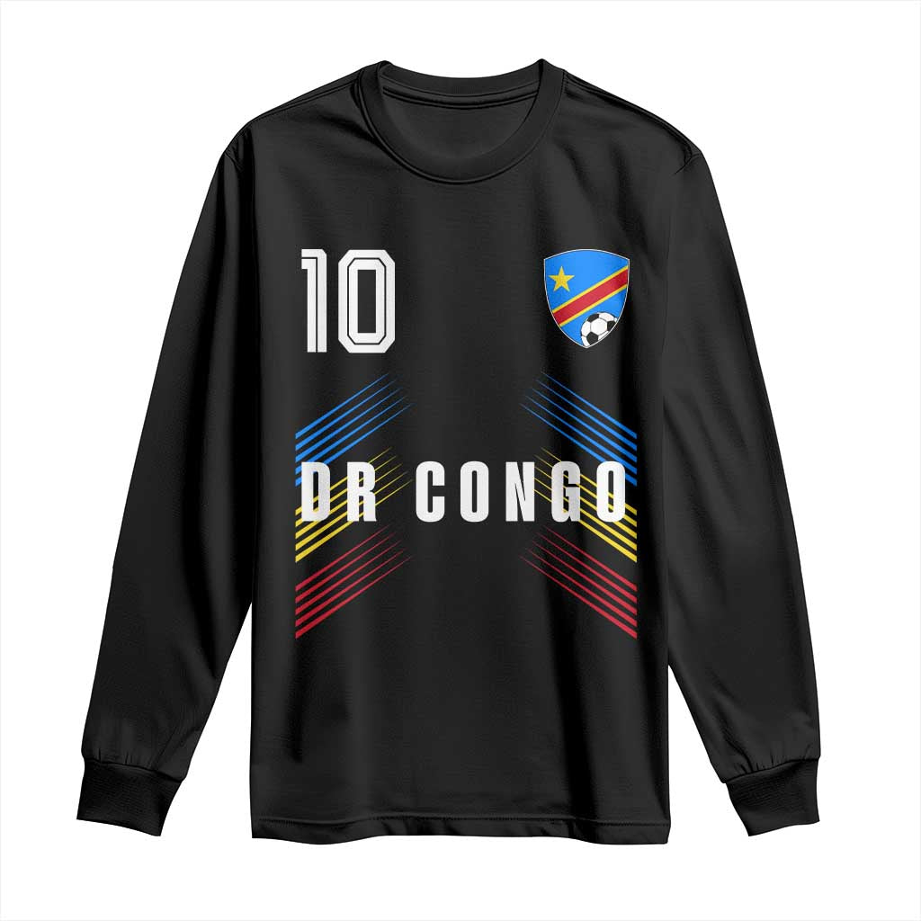 DR Congo Soccer Sports Graphic Number 10 Jersey Style Long Sleeve Shirt Proud Congolese Football Fans Game Day Pride