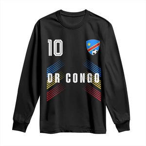 DR Congo Soccer Sports Graphic Number 10 Jersey Style Long Sleeve Shirt Proud Congolese Football Fans Game Day Pride
