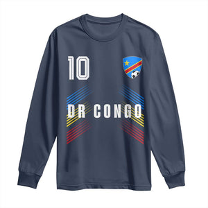 DR Congo Soccer Sports Graphic Number 10 Jersey Style Long Sleeve Shirt Proud Congolese Football Fans Game Day Pride