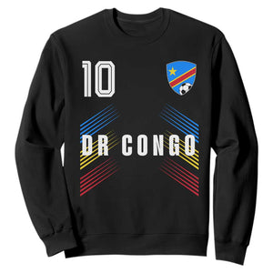 DR Congo Soccer Sports Graphic Number 10 Jersey Style Sweatshirt Proud Congolese Football Fans Game Day Pride