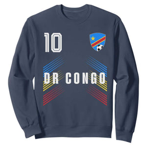 DR Congo Soccer Sports Graphic Number 10 Jersey Style Sweatshirt Proud Congolese Football Fans Game Day Pride