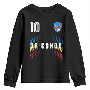 DR Congo Soccer Sports Graphic Number 10 Jersey Style Youth Sweatshirt Proud Congolese Football Fans Game Day Pride