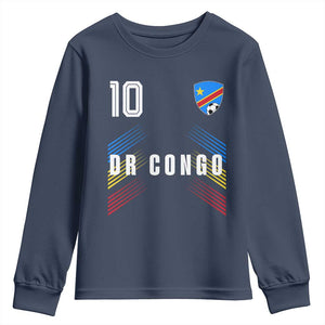 DR Congo Soccer Sports Graphic Number 10 Jersey Style Youth Sweatshirt Proud Congolese Football Fans Game Day Pride