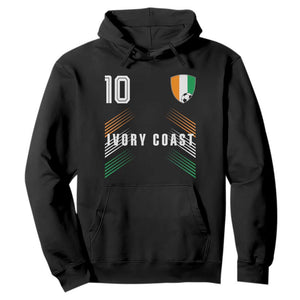 Ivory Coast Soccer Sports Graphic Number 10 Jersey Style Hoodie Proud Ivorian Cote d'Ivoire Football Fans Game Day Pride