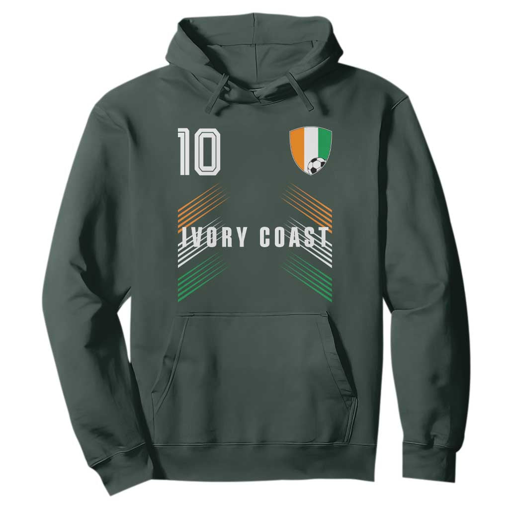 Ivory Coast Soccer Sports Graphic Number 10 Jersey Style Hoodie Proud Ivorian Cote d'Ivoire Football Fans Game Day Pride