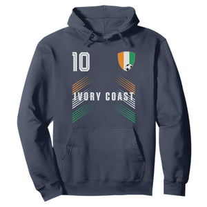 Ivory Coast Soccer Sports Graphic Number 10 Jersey Style Hoodie Proud Ivorian Cote d'Ivoire Football Fans Game Day Pride