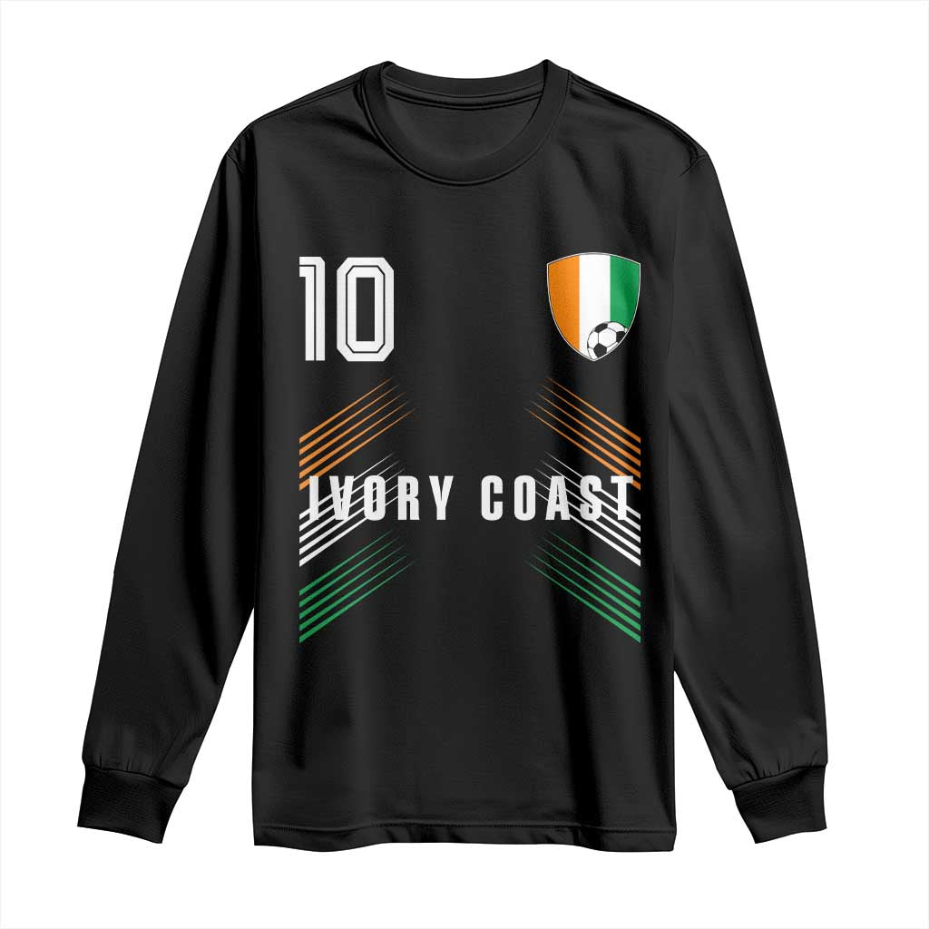 Ivory Coast Soccer Sports Graphic Number 10 Jersey Style Long Sleeve Shirt Proud Ivorian Cote d'Ivoire Football Fans Game Day Pride