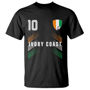 Ivory Coast Soccer Sports Graphic Number 10 Jersey Style T Shirt Proud Ivorian Cote d'Ivoire Football Fans Game Day Pride