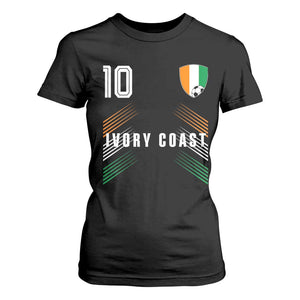 Ivory Coast Soccer Sports Graphic Number 10 Jersey Style T Shirt For Women Proud Ivorian Cote d'Ivoire Football Fans Game Day Pride