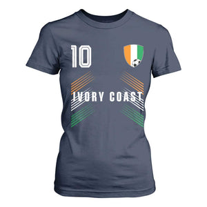 Ivory Coast Soccer Sports Graphic Number 10 Jersey Style T Shirt For Women Proud Ivorian Cote d'Ivoire Football Fans Game Day Pride