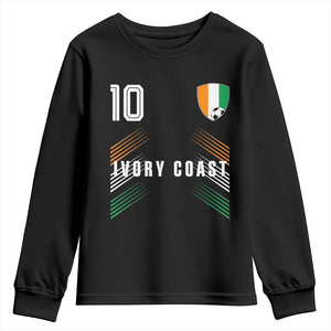 Ivory Coast Soccer Sports Graphic Number 10 Jersey Style Youth Sweatshirt Proud Ivorian Cote d'Ivoire Football Fans Game Day Pride