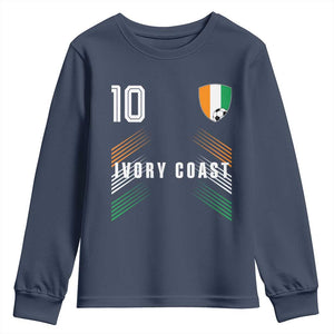 Ivory Coast Soccer Sports Graphic Number 10 Jersey Style Youth Sweatshirt Proud Ivorian Cote d'Ivoire Football Fans Game Day Pride