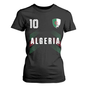 Algeria Soccer Sports Graphic Number 10 Jersey Style T Shirt For Women Proud Algerian Football Fans Game Day Maghreb Pride