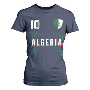Algeria Soccer Sports Graphic Number 10 Jersey Style T Shirt For Women Proud Algerian Football Fans Game Day Maghreb Pride