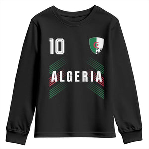 Algeria Soccer Sports Graphic Number 10 Jersey Style Youth Sweatshirt Proud Algerian Football Fans Game Day Maghreb Pride
