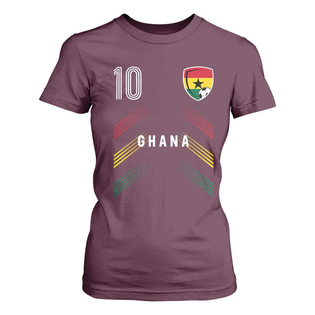 Ghana Soccer Sports Graphic Number 10 Jersey Style T Shirt For Women Proud Ghanaian Football Fans Game Day Pride