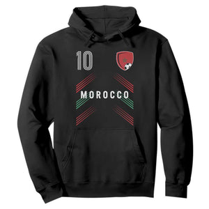 Morocco Soccer Sports Graphic Number 10 Jersey Style Hoodie Proud Moroccan Football Fans Game Day Maghreb Pride