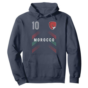 Morocco Soccer Sports Graphic Number 10 Jersey Style Hoodie Proud Moroccan Football Fans Game Day Maghreb Pride