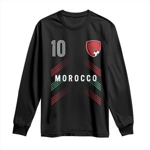 Morocco Soccer Sports Graphic Number 10 Jersey Style Long Sleeve Shirt Proud Moroccan Football Fans Game Day Maghreb Pride