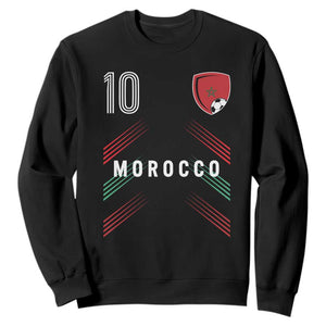 Morocco Soccer Sports Graphic Number 10 Jersey Style Sweatshirt Proud Moroccan Football Fans Game Day Maghreb Pride