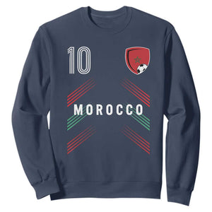 Morocco Soccer Sports Graphic Number 10 Jersey Style Sweatshirt Proud Moroccan Football Fans Game Day Maghreb Pride