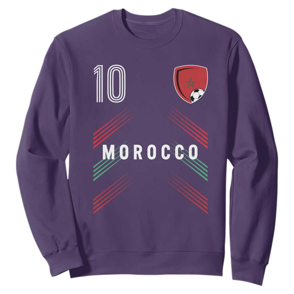 Morocco Soccer Sports Graphic Number 10 Jersey Style Sweatshirt Proud Moroccan Football Fans Game Day Maghreb Pride