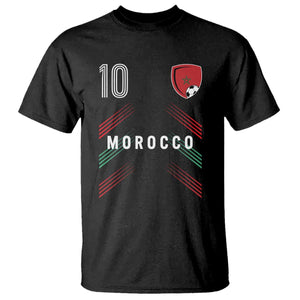 Morocco Soccer Sports Graphic Number 10 Jersey Style T Shirt Proud Moroccan Football Fans Game Day Maghreb Pride