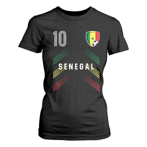 Senegal Soccer Sports Graphic Number 10 Jersey Style T Shirt For Women Proud Senegalese Football Fans Game Day Pride