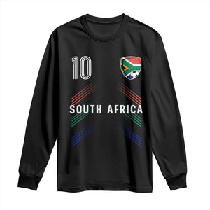 South Africa Soccer Sports Graphic Number 10 Jersey Style Long Sleeve Shirt Proud South African Football Fans Game Day Pride