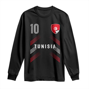 Tunisia Soccer Sports Graphic Number 10 Jersey Style Long Sleeve Shirt Proud Tunisian Football Fans Game Day Maghreb Pride
