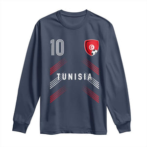 Tunisia Soccer Sports Graphic Number 10 Jersey Style Long Sleeve Shirt Proud Tunisian Football Fans Game Day Maghreb Pride